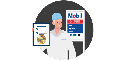 Inspector del programa Combustible Garantizado en estación de servicio Mobil