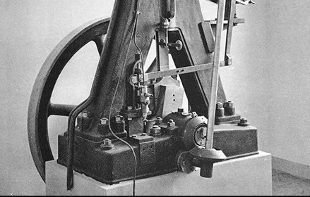 Imagen blanco y negro de un motor diesel