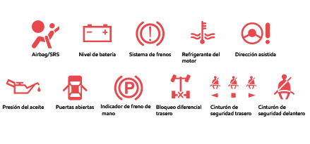 Luces de tablero de auto rojas