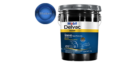 Cubeta de Mobil Delvac Super Protección que prolonga los IDA 1.5x más veces.