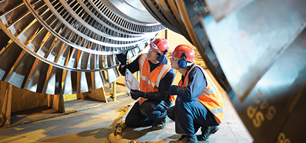 engineers working on turbine