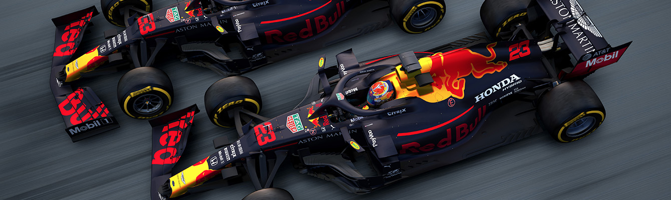 Bólidos RB16 de la escudería Aston Martin Red Bull Racing sobre la pista
