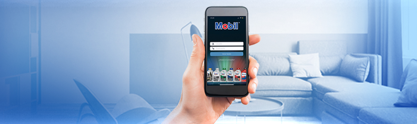 Teléfono con Mobil Oil App