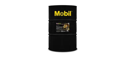 Barril negro de lubricante 15W-40 Full Protection Mine con letras amarillas de la marca Mobil Delvac para Mineria.