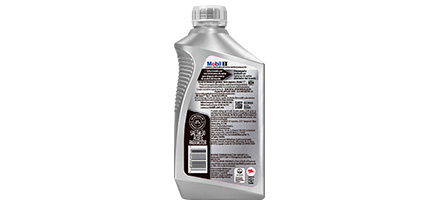 Botella plateada de aceite sintético Mobil 1 5W30 para motor de frente.
