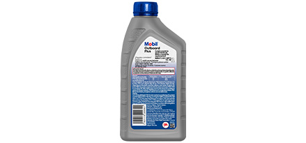Botella de aceite mineral Mobil Outboard Plus para motores de 2 tiempos o marítimos visto de frente.