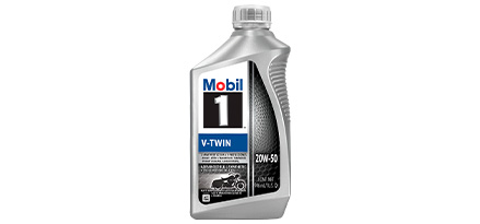 Botella de un litro de aceite mobil 1 v twin para motos de alto rendimiento de frente