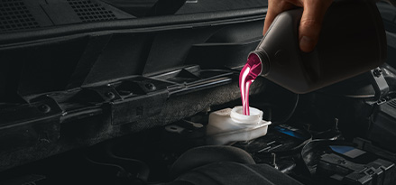 Garrafa de aceite lubricante Mobil vertida en un motor para vehículo.