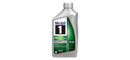 Botella de aceite Mobil 1 ESP Fórmula 0W-40 de color verde
